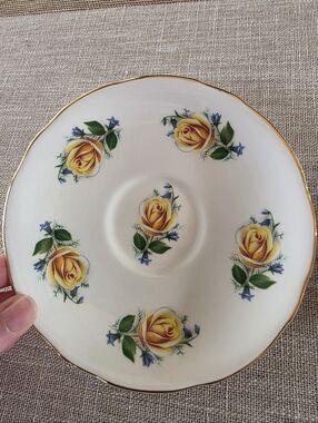 Yellow Rose Bone China Saucer with Gold Trim